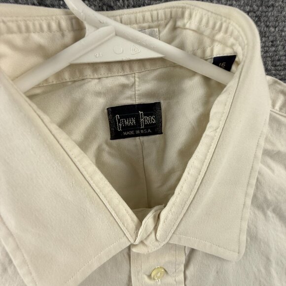 Gitman Bros USA Cotton Point TTX 16 35 Oxford Yellow Pocket Long Sleeve American - Picture 7 of 13